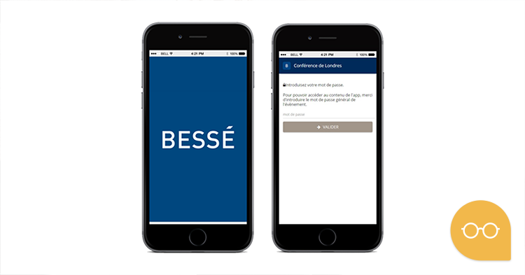 Event mobile application created for Bessé, an insurance Company