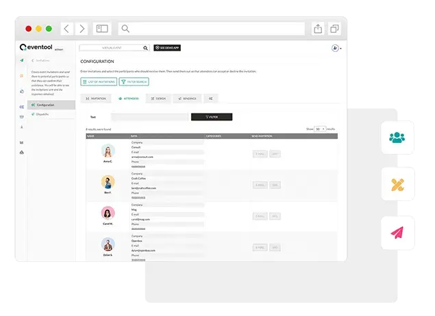 Collect data from attendees, manage various guest lists and design content.