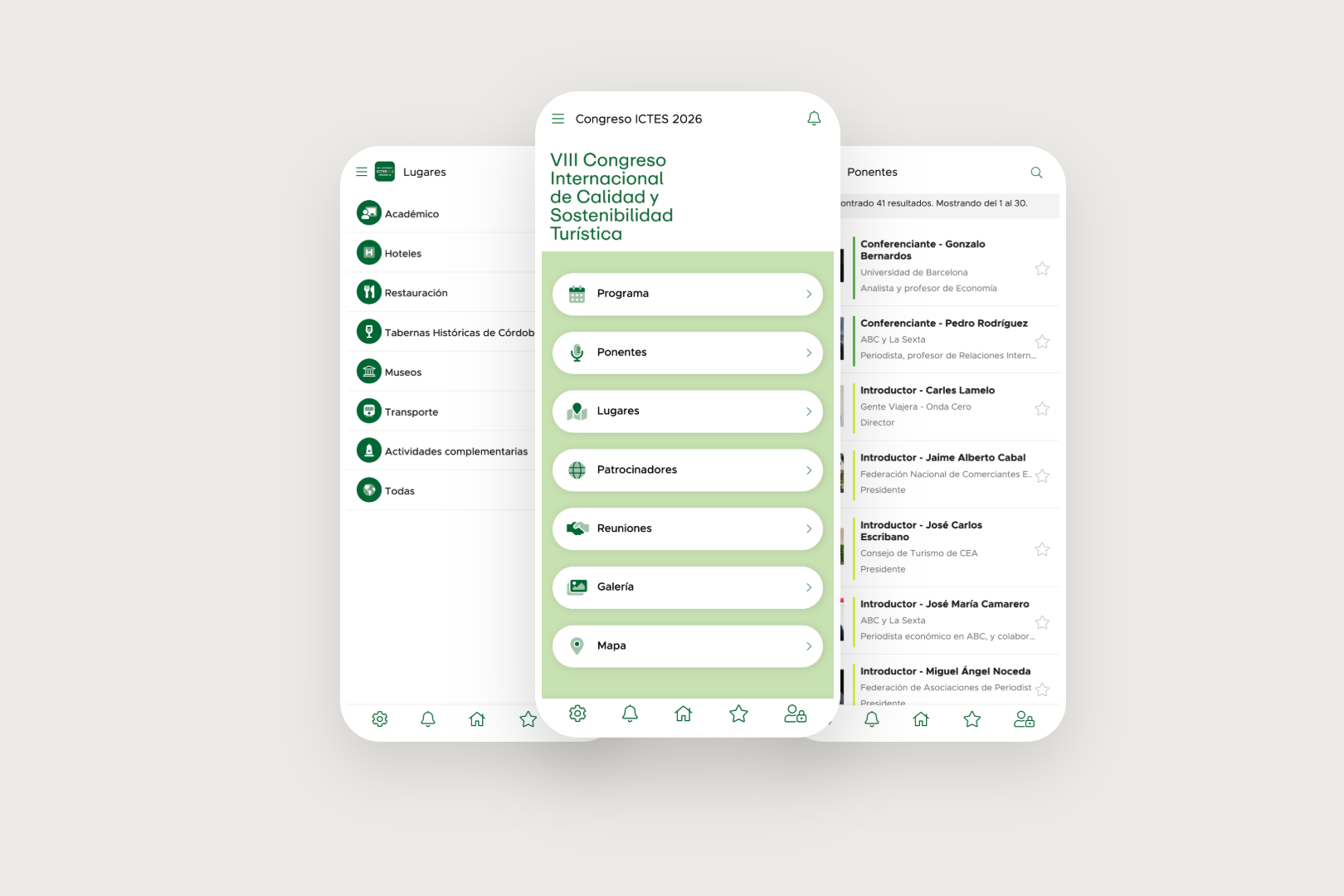 App del Congreso ICTES 2026 con programa, ponentes y lugares